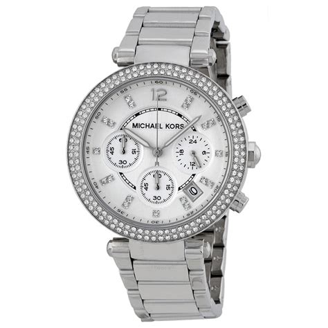 michael kors parker chronograph stainless steel women's silver watch|mk5354 Michael Kors Watch.